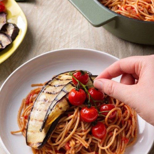 Recept Spaghetti Half Volkoren gegrilde groenten Grand'Italia